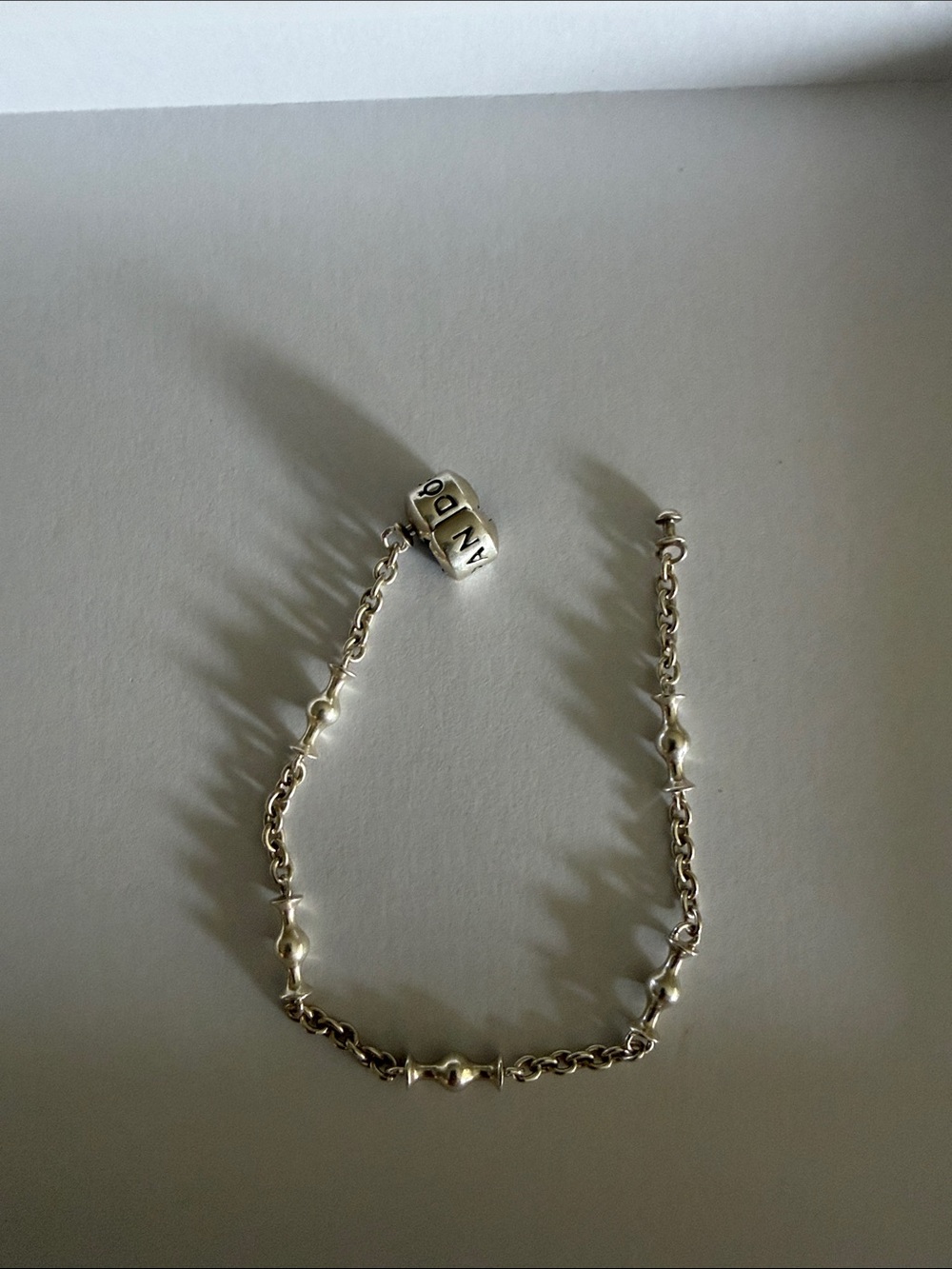 Sterling Silver Beaded Chain Bracelet - Silver